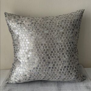 THRO Decorative Silver Light Grey Metallic Abstract Pillow 18" X 18" A